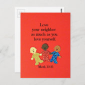 マルコ12:31あなたの隣人を、あなたの愛する限り愛しなさい ポストカード (正面/裏面)