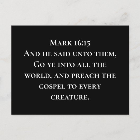 マルコ16:15世界のキリスト教の宣教に入りなさい ポストカード (正面)