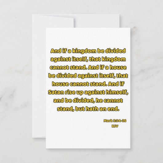 マルコ3:24-26 KJV聖書の聖なる書物、 経典挨拶 カード (正面)