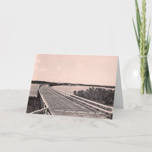 マルコ・ブリッジ，マルコ島，フロリダ州， 1930s カード (正面)