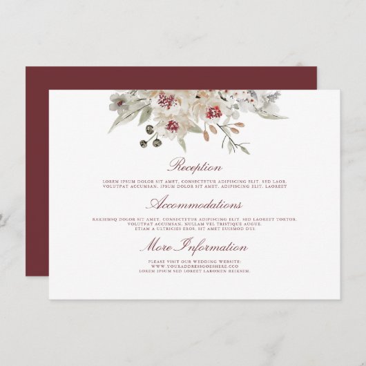 マルサラとアイボリー結婚ズインフォメーションゲスト エンクロージャーカード (正面/裏面)