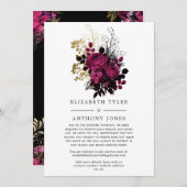 マルサラとゴールドの花柄 結婚式のゲストリスト 案内状 (正面/裏面)