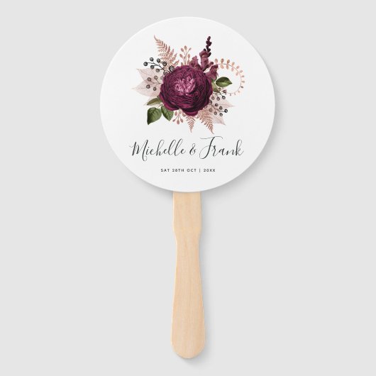 マルサラとバラ金ゴールドフローラヴィンテージウェディング ハンドファン (正面)