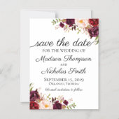 マルサラとピンクのフローラセーブザデートマグネット マグネット招待状 (正面)