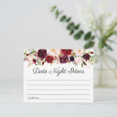 マルサラとピンクのフローラデート夜のアイディアカード ポストカード (スタンド正面)