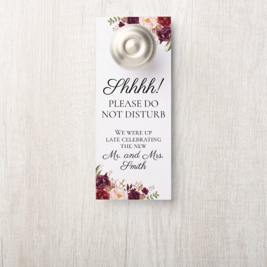 マルサラとピンクのフローラ結婚のドアのハンガー ドアノブサイン (ノブ)