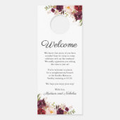 マルサラとピンクのフローラ結婚のドアのハンガー ドアノブサイン (裏面)