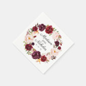 マルサラとピンクのフローラ結婚のナプキン スタンダードカクテルナプキン (角)