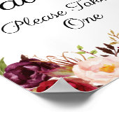 マルサラとピンクのフローラ結婚式の引き出物標識 ポスター (角)