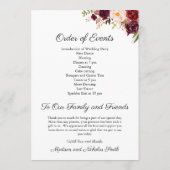 マルサラとピンクのフローラ結婚式レセプションプログラム プログラム (裏面)