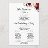 マルサラとピンクのフローラ結婚式 プログラムカード プログラム (裏面)