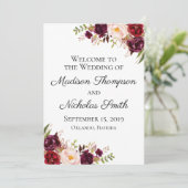 マルサラとピンクのフローラ結婚式 プログラムカード プログラム (スタンド正面)