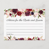 マルサラとピンクの花の結婚式アドバイスカード アドバイスカード (正面)