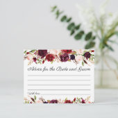 マルサラとピンクの花の結婚式アドバイスカード アドバイスカード (スタンド正面)