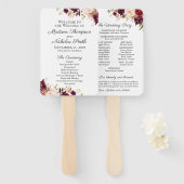 マルサラとピンクの花結婚式 プログラムファン ハンドファン (正面&裏面)