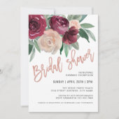 マルサラとピ淡い色のンクフローラブライダルシャワー 招待状 (正面)