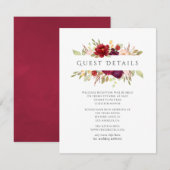 マルサラとブッシュ フローラル ウェディング ゲスト 詳細 エンクロージャーカード (正面/裏面)