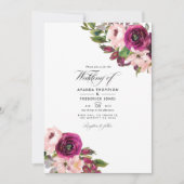 マルサラとブッシュ フローラル ウェディング フォト 招待状 (正面)