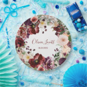 マルサラと赤面ピンクフローラブライダルシャワー ペーパープレート (パーティー)