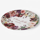 マルサラと赤面ピンクフローラブライダルシャワー ペーパープレート (アングル)
