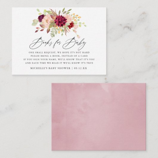 マルサラと赤面フローラ赤ちゃんシャワー予約リクエスト エンクロージャーカード (正面/裏面)
