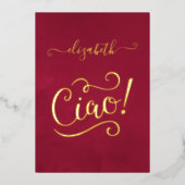 マルサラと金ゴールドイタリアンワインブライダルシャワー 箔招待状 (正面)