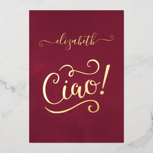 マルサラと金ゴールドイタリアンワインブライダルシャワー 箔招待状 (正面)