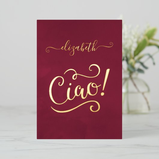 マルサラと金ゴールドイタリアンワインブライダルシャワー 箔招待状 (立ち正面)