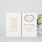 マルサラの葉のリースフレーム結婚式プログラム (スタンド正面)