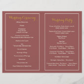 マルサラの葉のリースフレーム結婚式プログラム (裏面)