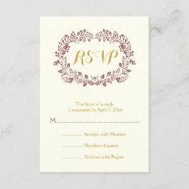 マルサラの葉リースフレーム結婚式RSVP 出欠カード
