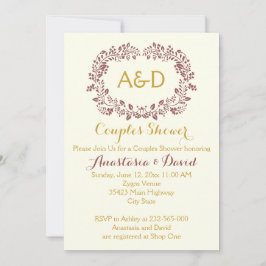 マルサラの葉リース結婚のカップルのシャワー 招待状