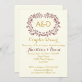 マルサラの葉リース結婚のカップルのシャワー 招待状 (正面/裏面)