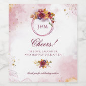 マルサラエレガントウォーター葉カラーフローラ結婚ズ ワインラベル (シングルラベル)