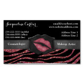 マルサラエレガントゼブラグリッターキス美容師 マグネット名刺 (正面)