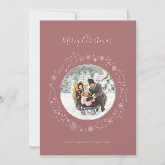 マルサラエレガントピンクフォトリースホリデーカード シーズンカード (正面)