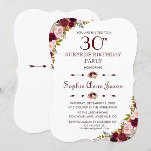 マルサラエレガントフローラブルゴーニュ秋30歳 招待状