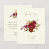 マルサラエレガントフローラ金ゴールド結婚十字架 サンキューカード (正面/裏面)