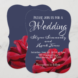 マルサラエレガントブルゴーニュフローラネイビーブルー結婚ズ 招待状