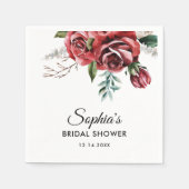 マルサラエレガントレッドローズ素朴ブライダルシャワー スタンダードカクテルナプキン (正面)