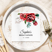 マルサラエレガントレッドローズ素朴ブライダルシャワー スタンダードカクテルナプキン