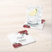 マルサラエレガントレッドローズ素朴結婚ズ スクエアペーパーコースター (インサイチュ)