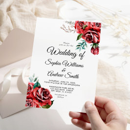 マルサラエレガントレッドローズ素朴結婚ズ 招待状
