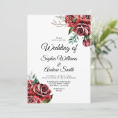 マルサラエレガントレッドローズ素朴結婚ズ 招待状 (スタンド正面)