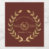 マルサラエレガント金ゴールドリーフリースウェディングレセプション ワインラベル (シングルラベル)