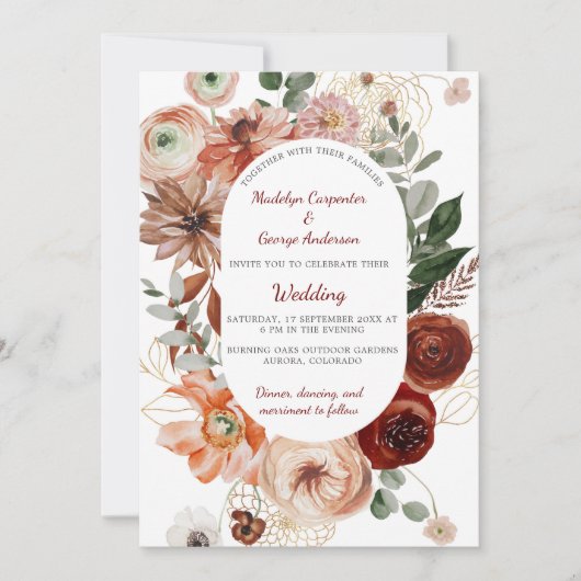 マルサラオータムフローラ結婚フレーム 招待状 (正面)