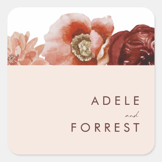 マルサラオータムフローラ結婚赤面封筒用シール スクエアシール (正面)