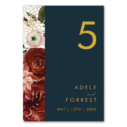 マルサラオータムフローラ |ネイビーテーブル番号 テーブルナンバー (正面)