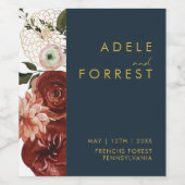 マルサラオータムフローラ |ネイビー結婚のワインラベル ワインラベル (シングルラベル)