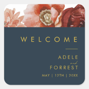 マルサラオータムフローラ  ネイビー結婚ズへようこそ スクエアシール